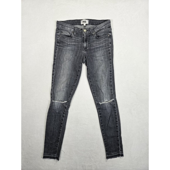 PAIGE Denim - Paige Verdugo Ultra Skinny Denim Jeans Distressed Womens Size 27 Black Stretch‎
